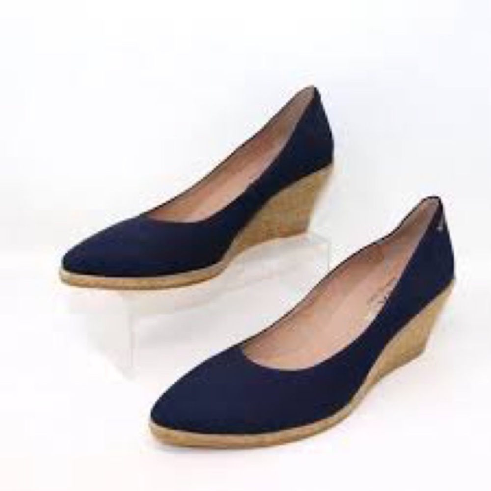 Elegant Navy Wedge lespadrilles shoes Sz 41